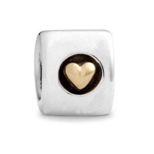 Pandora 14k Gold and Silver Heart of Gold Charm